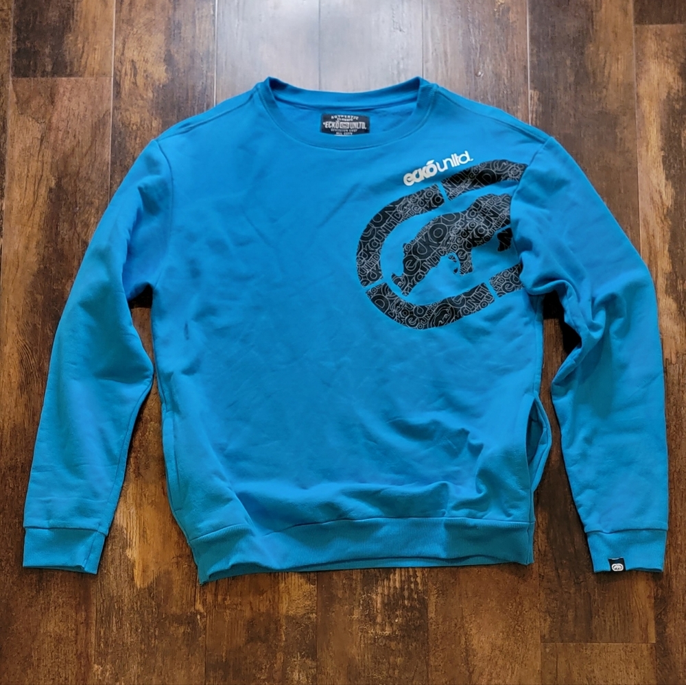 Ecko Unltd Sweater Pullover With Pockets, Blue Color, Large, Y2K